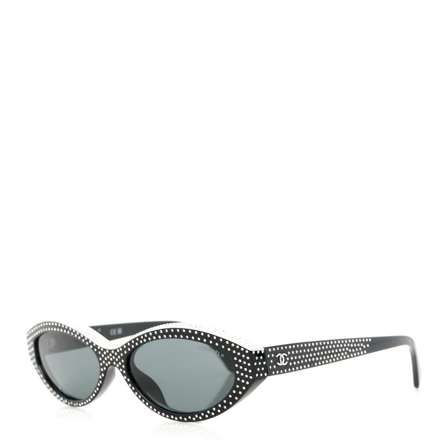 Acetate Strass Oval Sunglasses A71509 Black