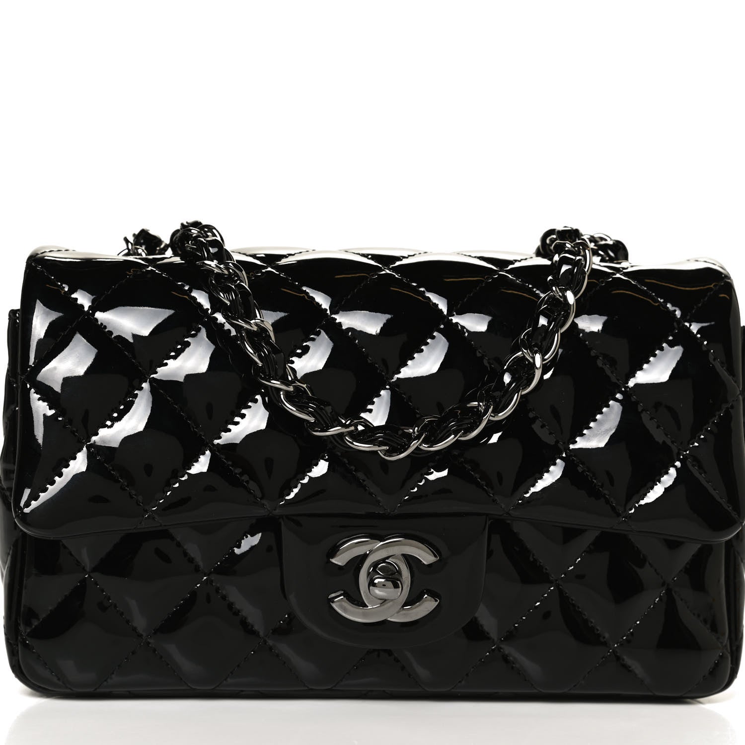 Chanel Patent Calfskin Quilted Mini Rectangular Flap Black 8 of 12