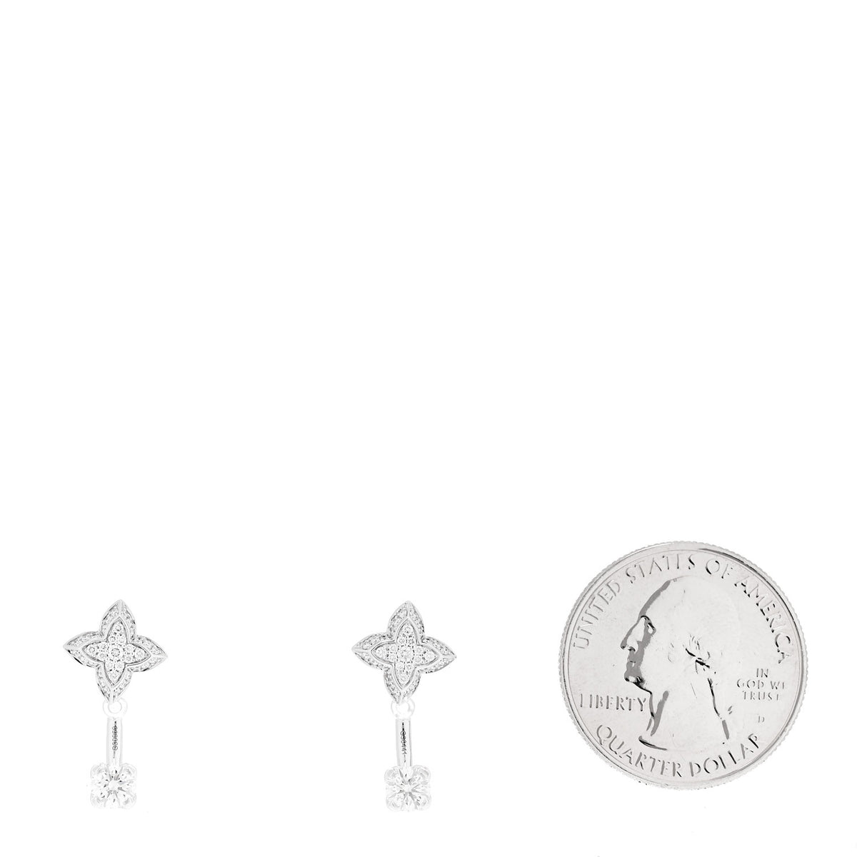 18K White Gold Diamond LV Double Stud Earrings