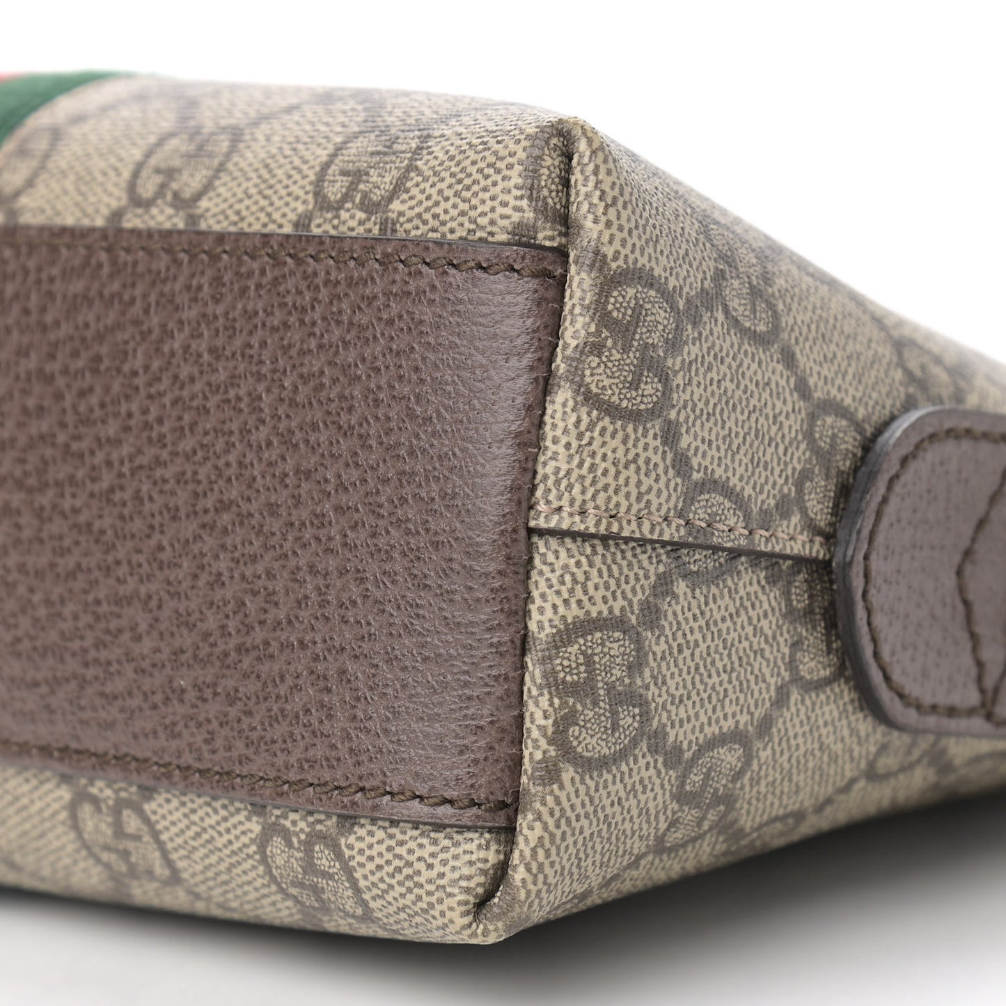 GG Supreme Monogram Textured Dollar Calfskin Web Small Ophidia Dome Shoulder Bag Beige Ebony New Acero
