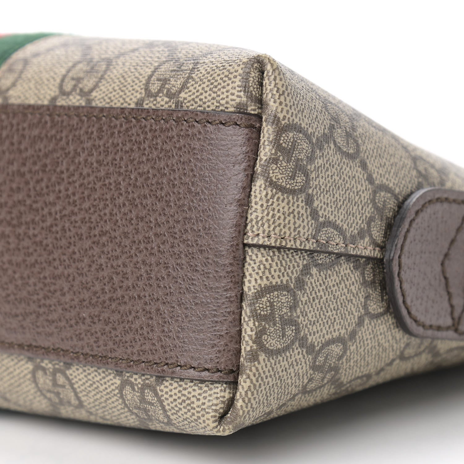 Gucci GG Supreme Monogram Textured Dollar Calfskin Web Small Ophidia Dome Shoulder Bag Beige Ebony New Acero 10 of 11