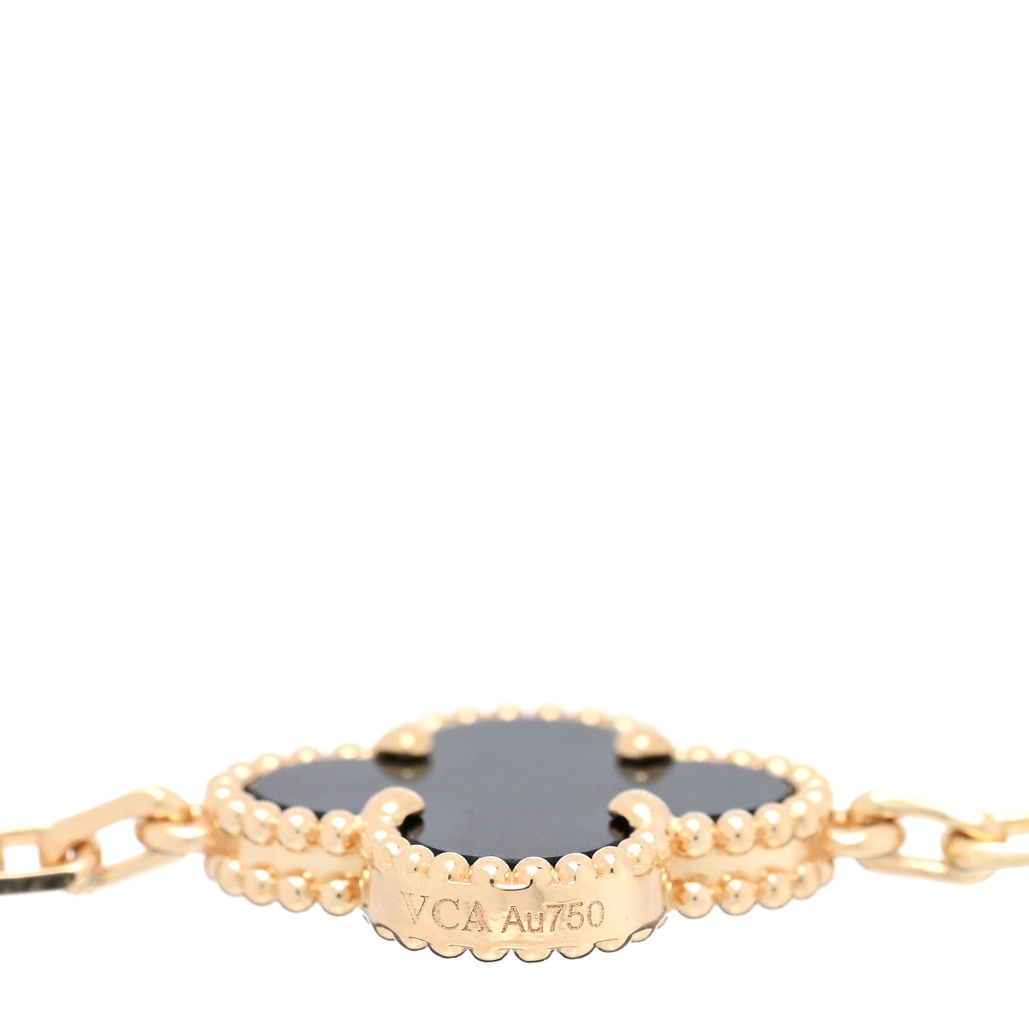 18K Yellow Gold Black Onyx 5 Motifs Vintage Alhambra Bracelet