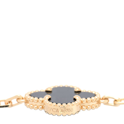 Van Cleef & Arpels 18K Yellow Gold Black Onyx 5 Motifs Vintage Alhambra Bracelet 3 of 4