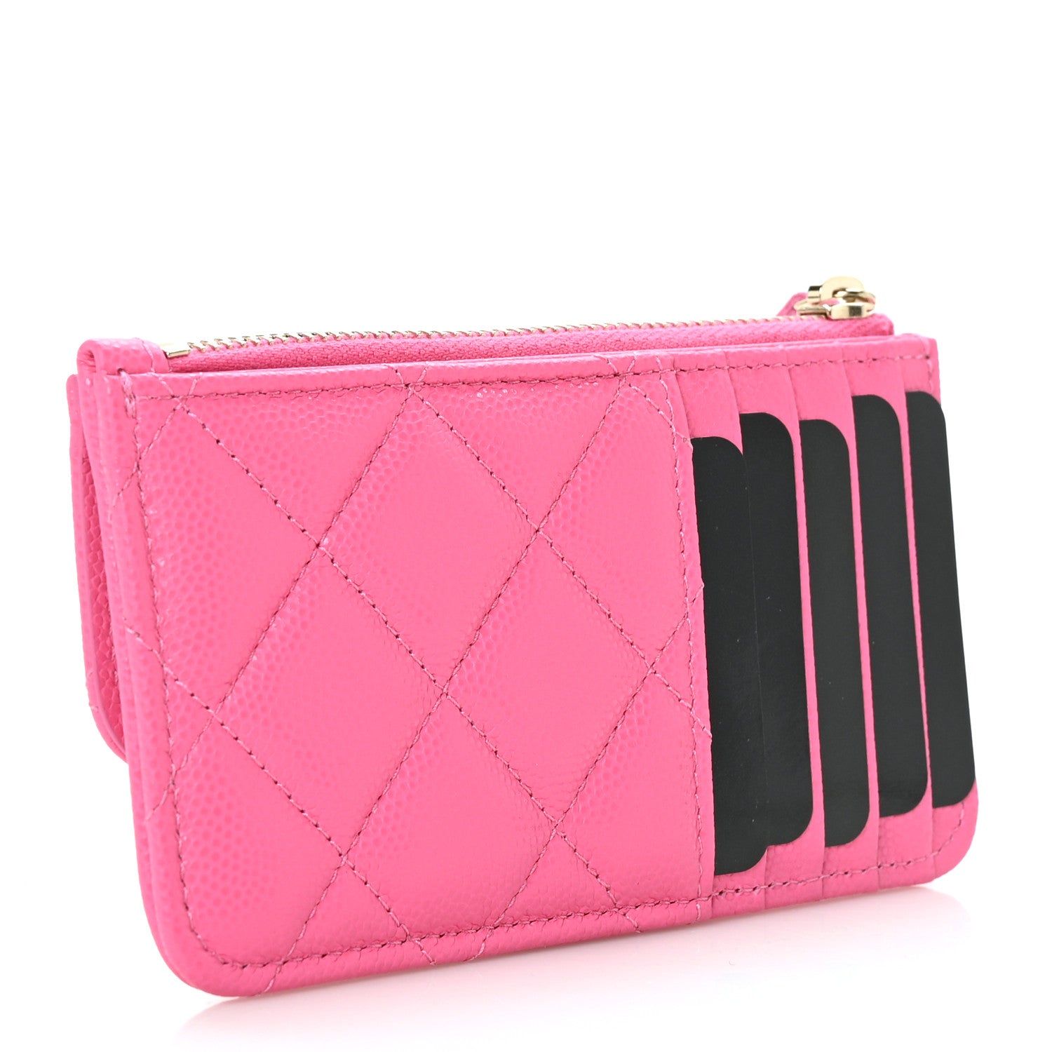 Chanel Caviar Quilted Flap Zip Card Holder Dark Pink 3 of 7