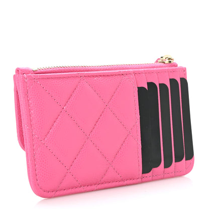 Chanel Caviar Quilted Flap Zip Card Holder Dark Pink 3 of 7