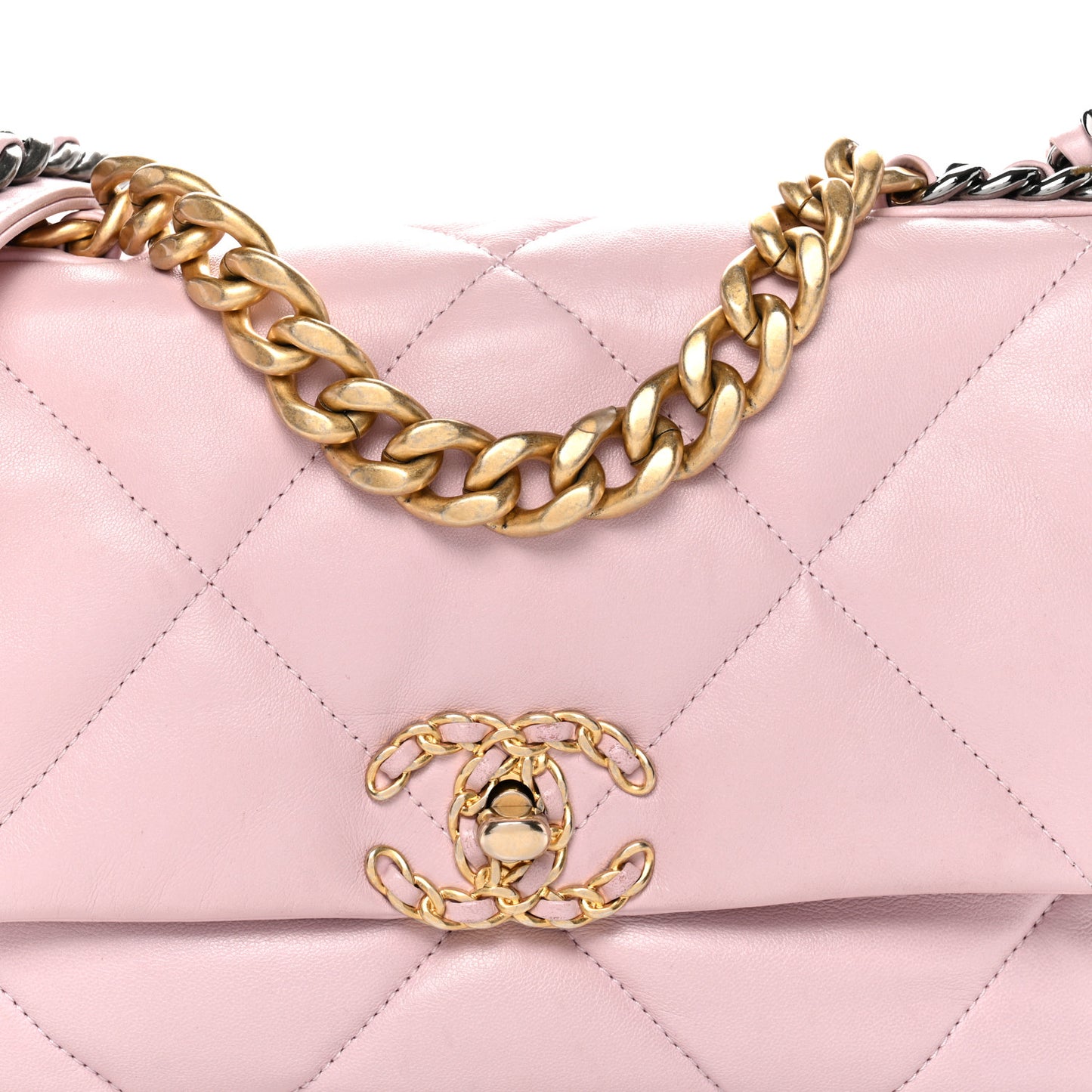 Lambskin Quilted Medium Chanel 19 Flap Light Pink