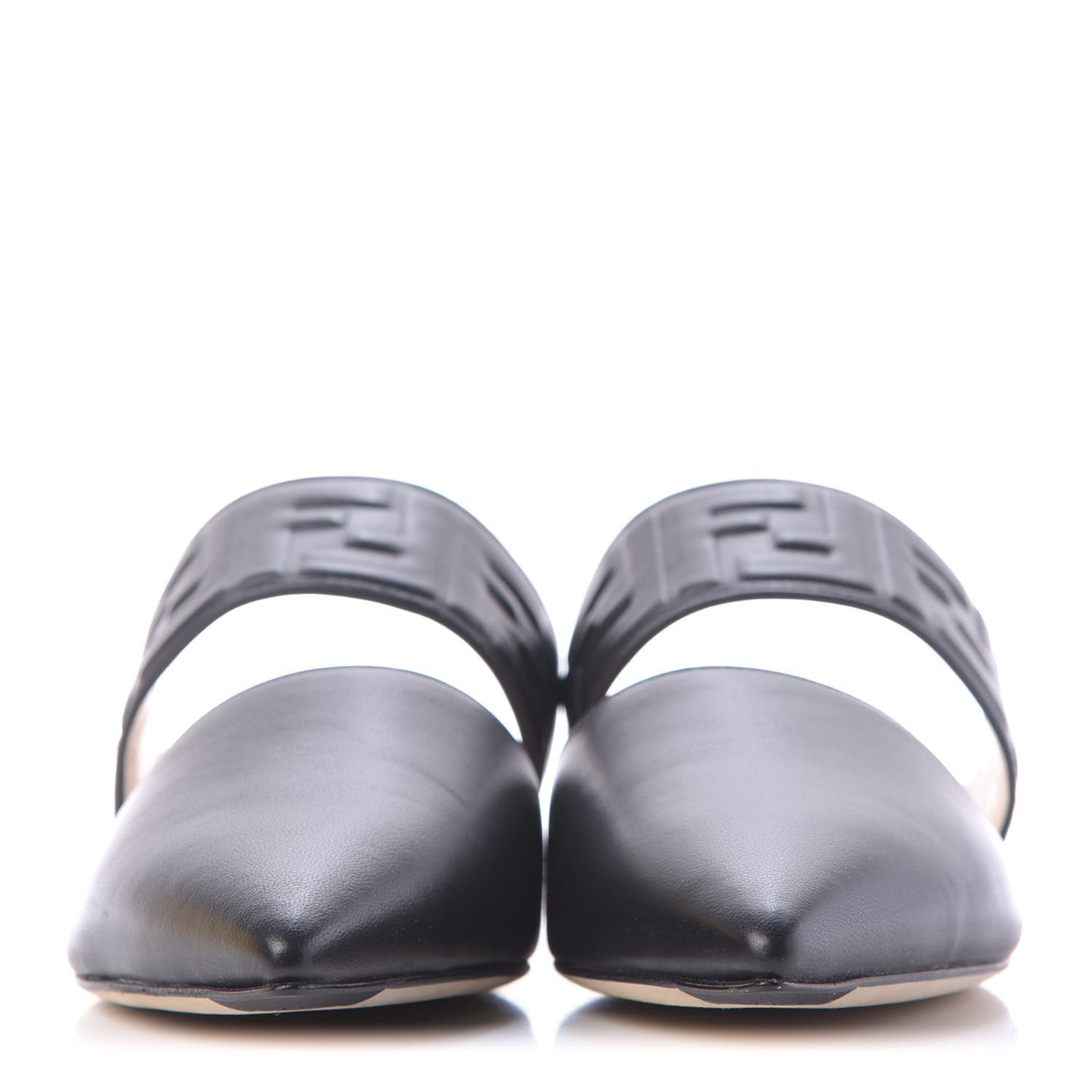Nappa FF Embossed Flat Mules 37 Black