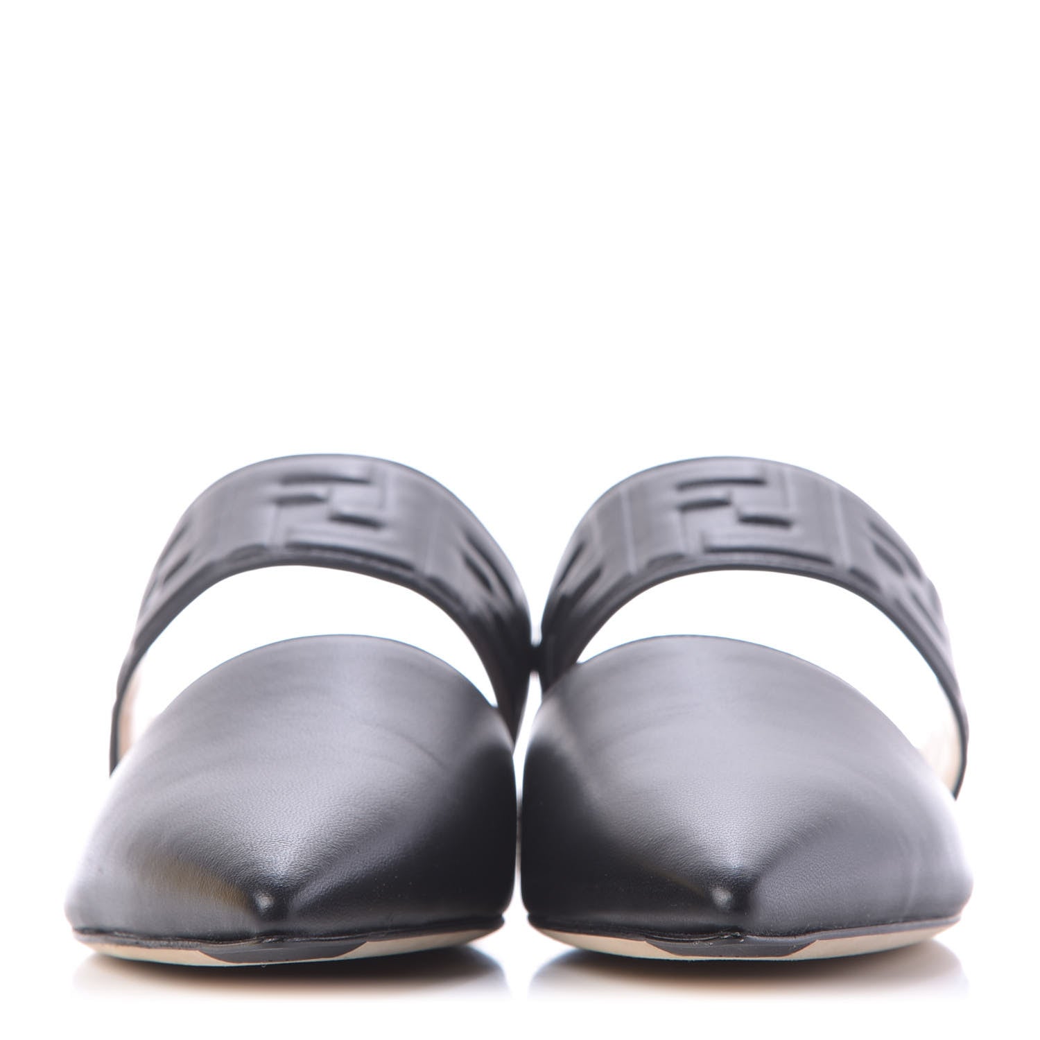 Fendi Nappa FF Embossed Flat Mules 37 Black 2 of 11