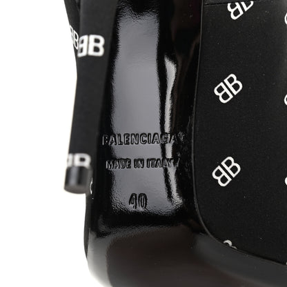 Balenciaga Crepe Satin BB Allover Logo Knife 100mm Pumps 40 Black 7 of 10