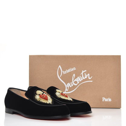 Christian Louboutin Velvet Perou Corazon Flats 39.5 Black 7 of 7