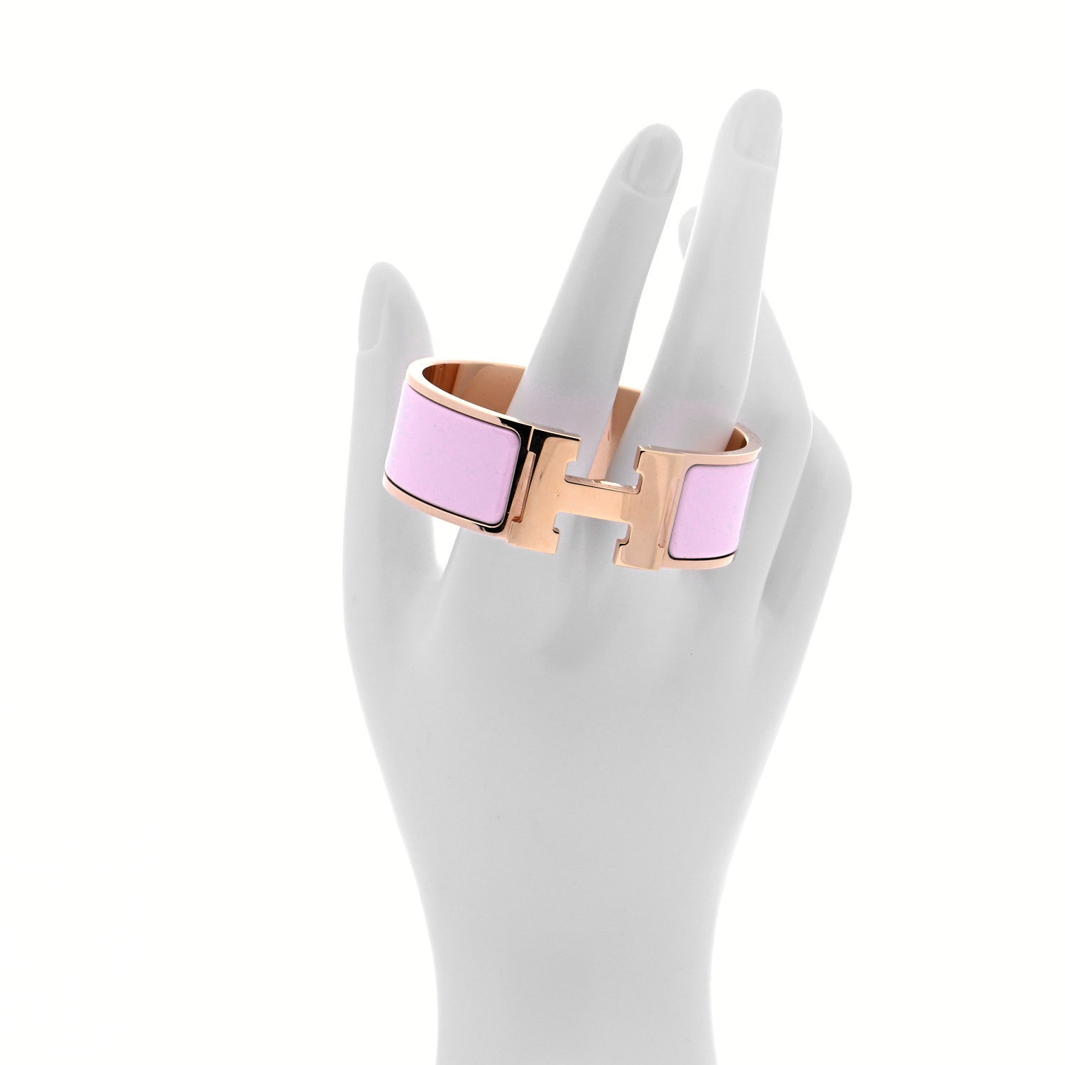 Hermes Enamel Wide Clic Clac H Bracelet PM Rose Dragee 6 of 8