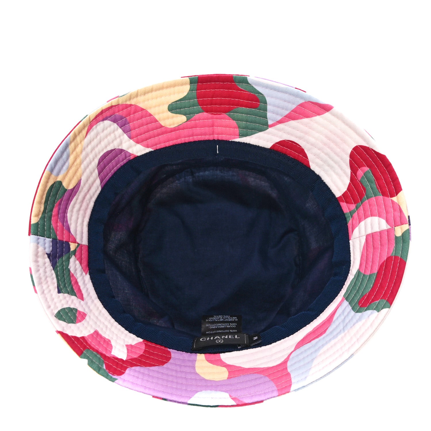 Chanel Cotton Camo Print Bucket Hat M Pink Green Yellow Purple 5 of 6