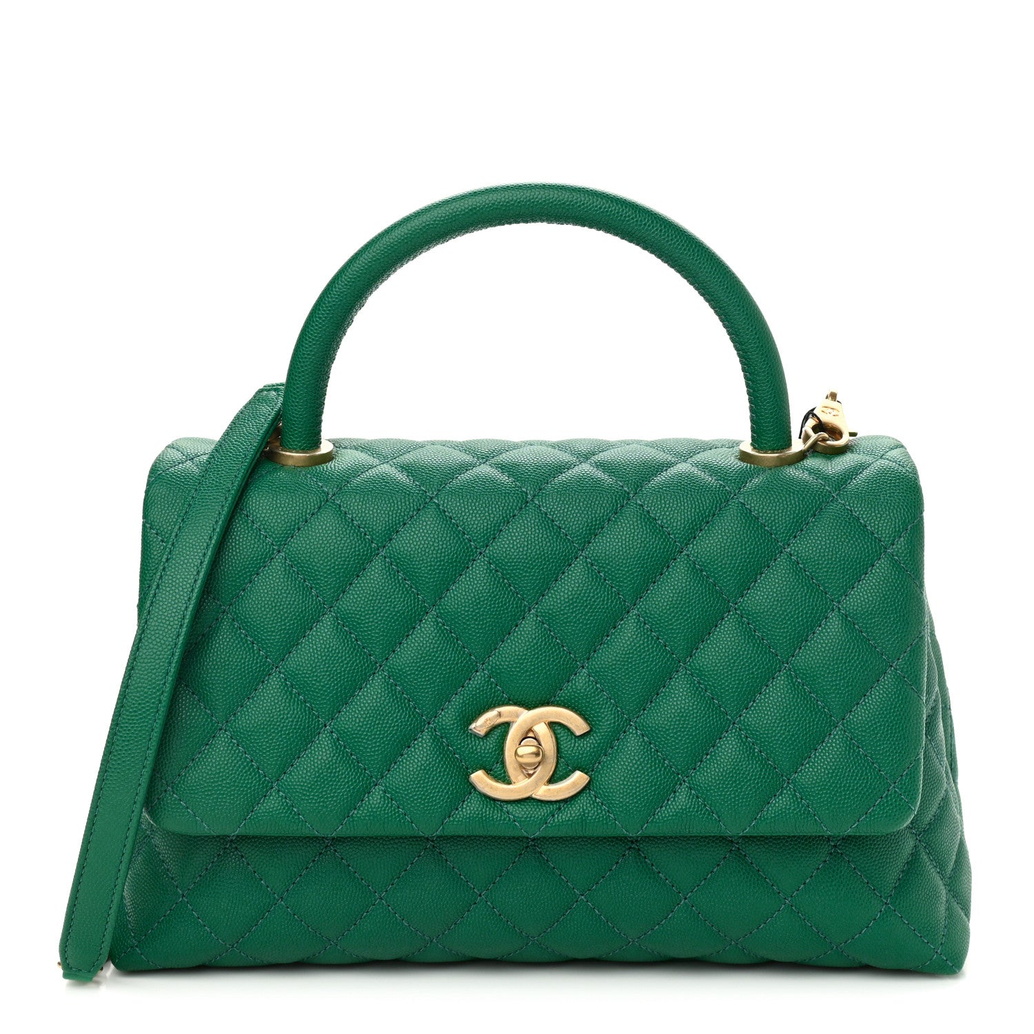 Chanel Caviar Quilted Small Coco Handle Flap Green 1 of 10