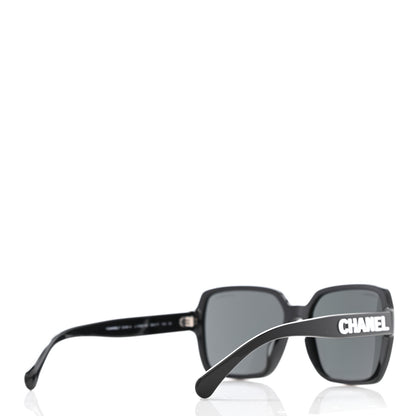 Chanel Acetate Polarized Square Sunglasses 5408 Black 4 of 8