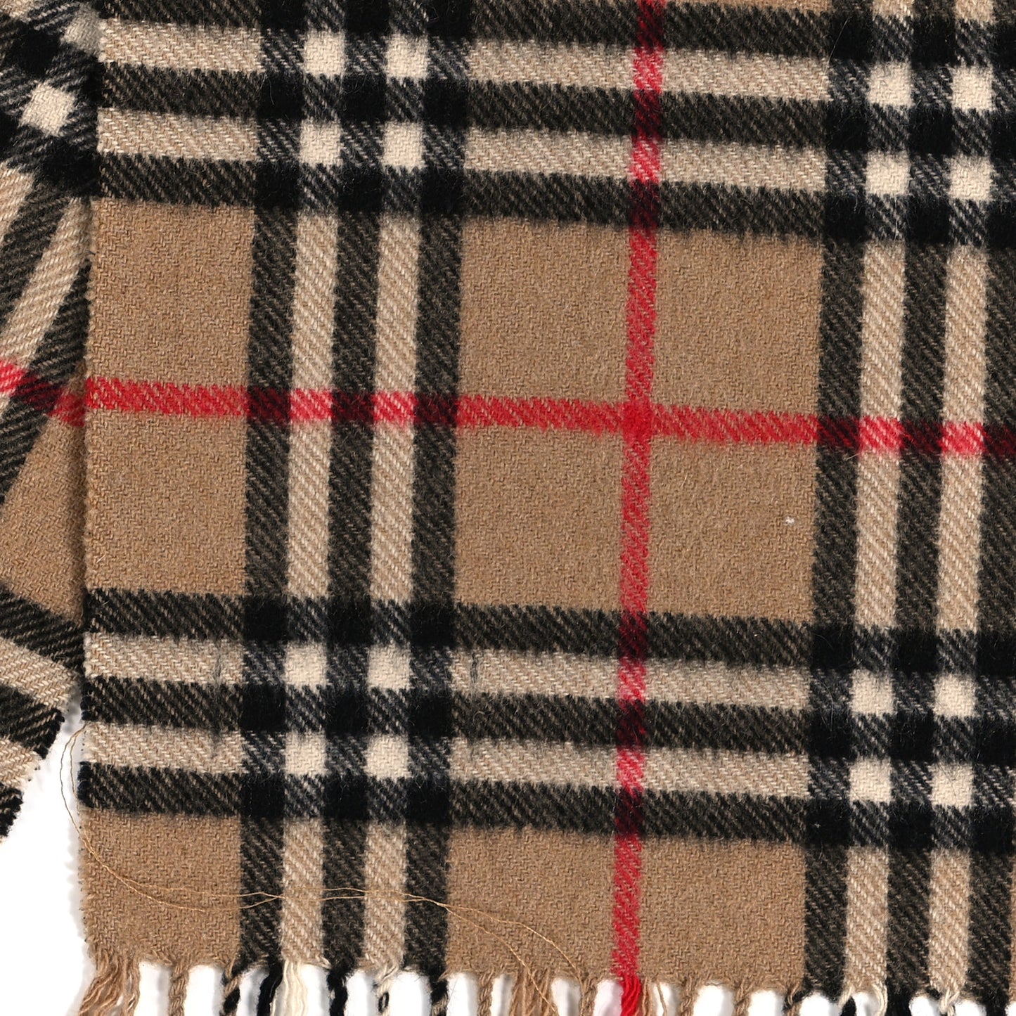 Lambswool Check Fringe Scarf Camel