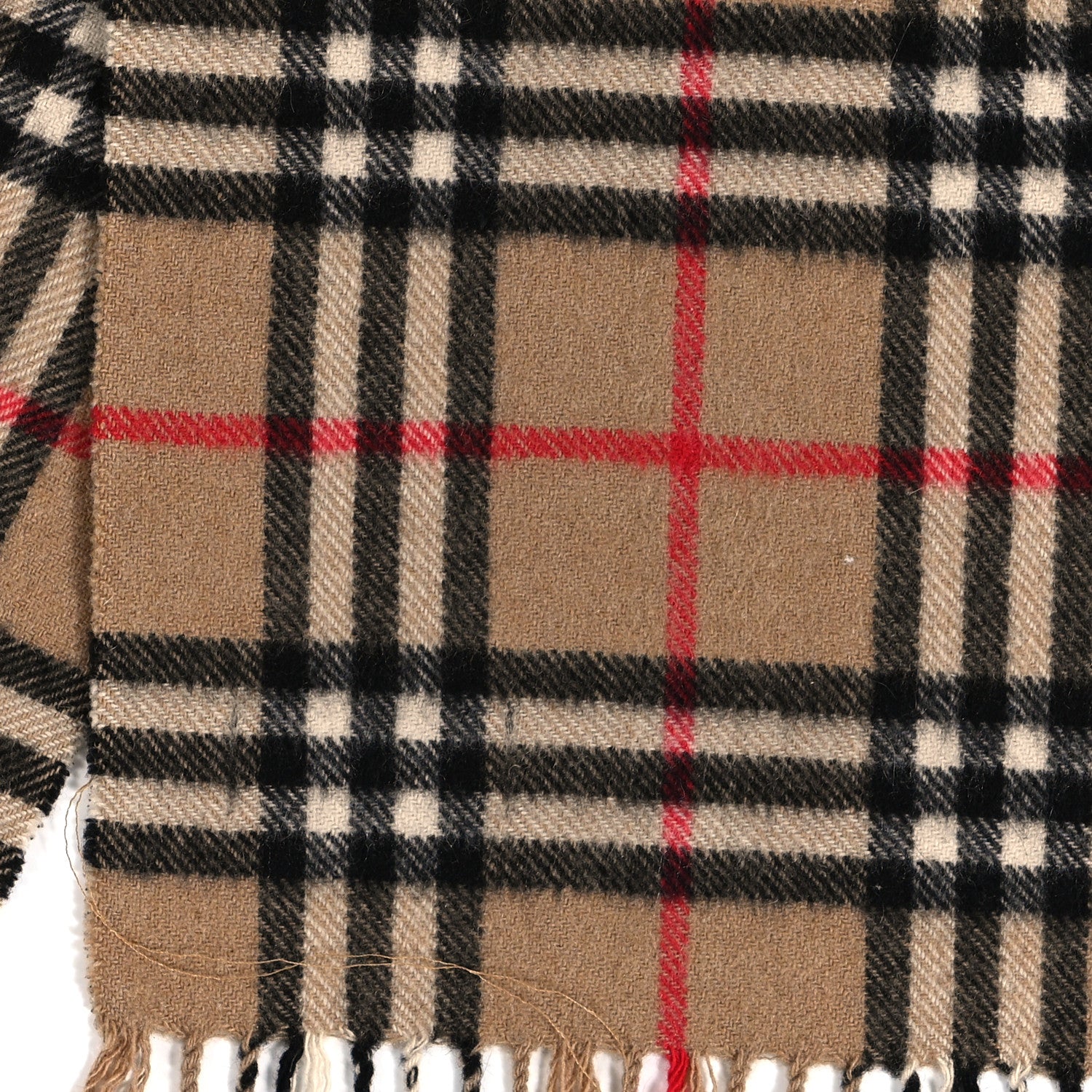 Burberry Lambswool Check Fringe Scarf Camel 4 of 4