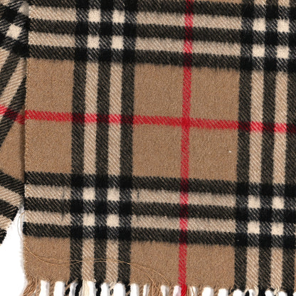Burberry Lambswool Check Fringe Scarf Camel 4 of 4