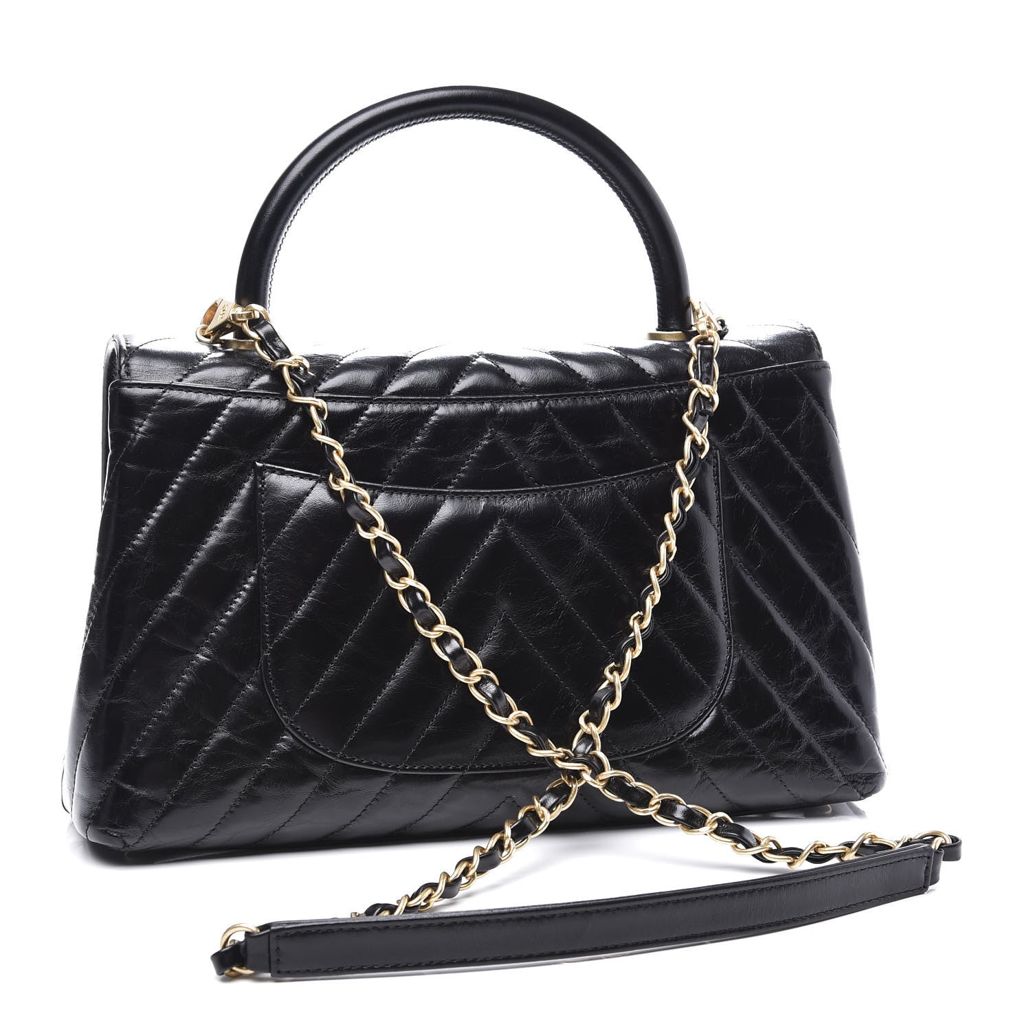 Chanel Calfskin Chevron Quilted Small Coco Handle Flap Black 2 of 11
