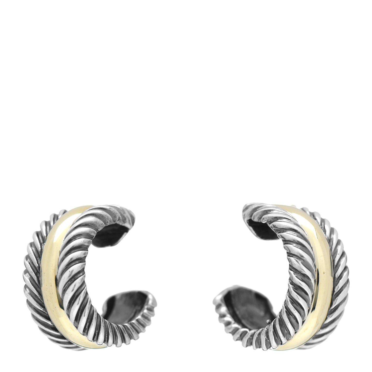 Sterling Silver 14K Yellow Gold 16mm Cable Classics Hoop Earrings