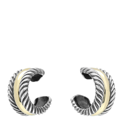 David Yurman Sterling Silver 14K Yellow Gold 16mm Cable Classics Hoop Earrings 1 of 4