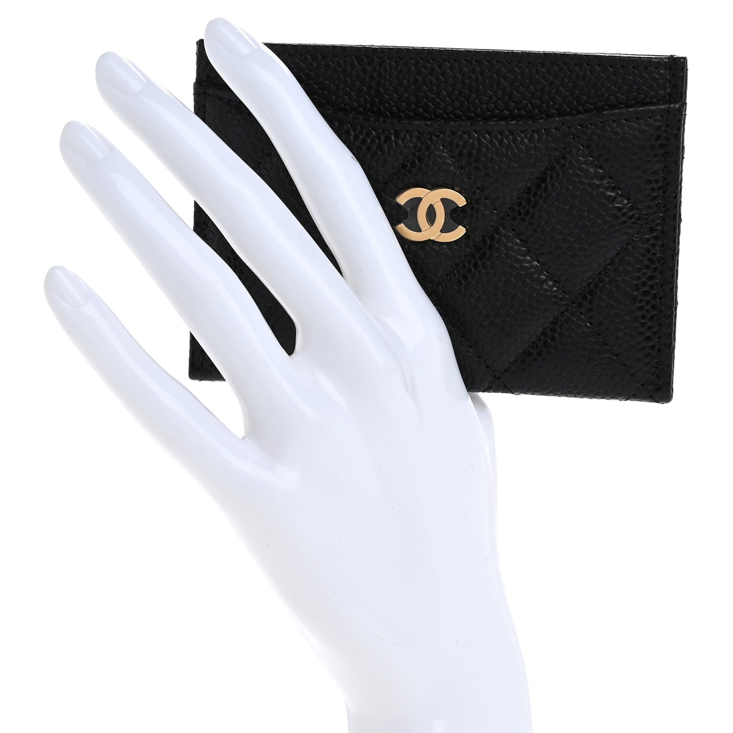 Caviar Quilted Card Holder Black