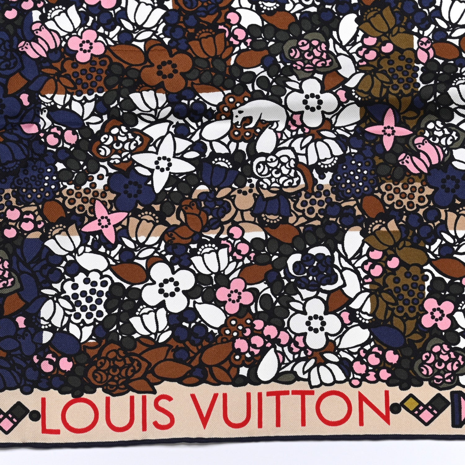 Louis Vuitton Silk Floral Print Square Scarf Multicolor 2 of 3