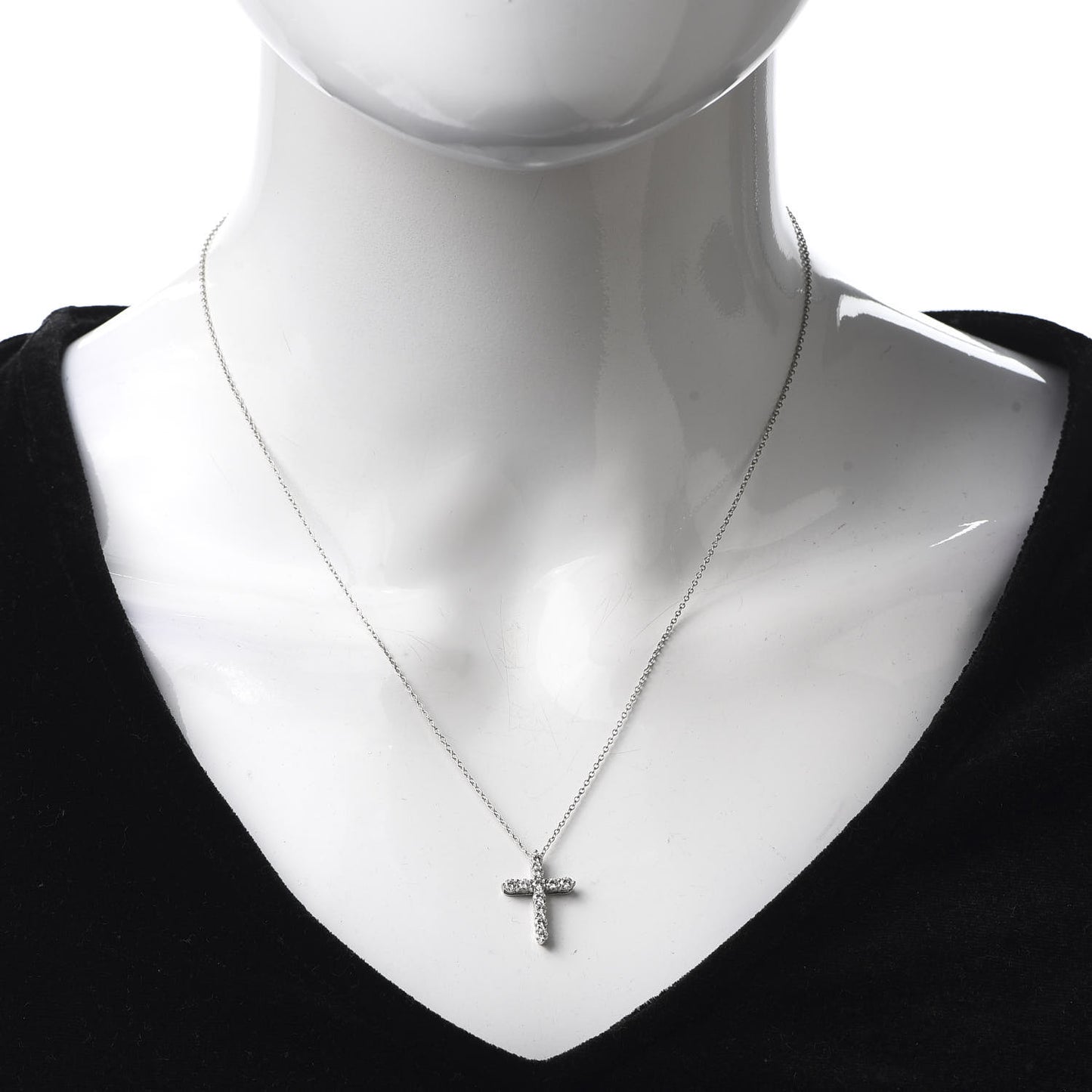 Platinum Diamond Small Cross Pendant Necklace