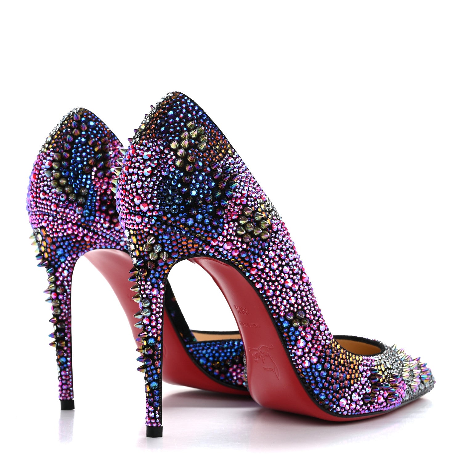 Christian Louboutin Milky Suede Iriza Bling Bang 100 Pumps 38.5 Black Multicolor 5 of 11