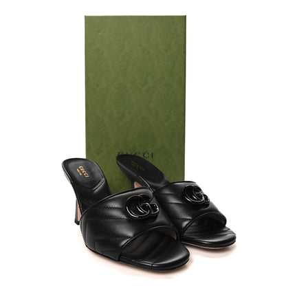 Gucci Nappa Matelasse Monochrome GG Marmont 75mm Slide Sandals 38 Black 9 of 9