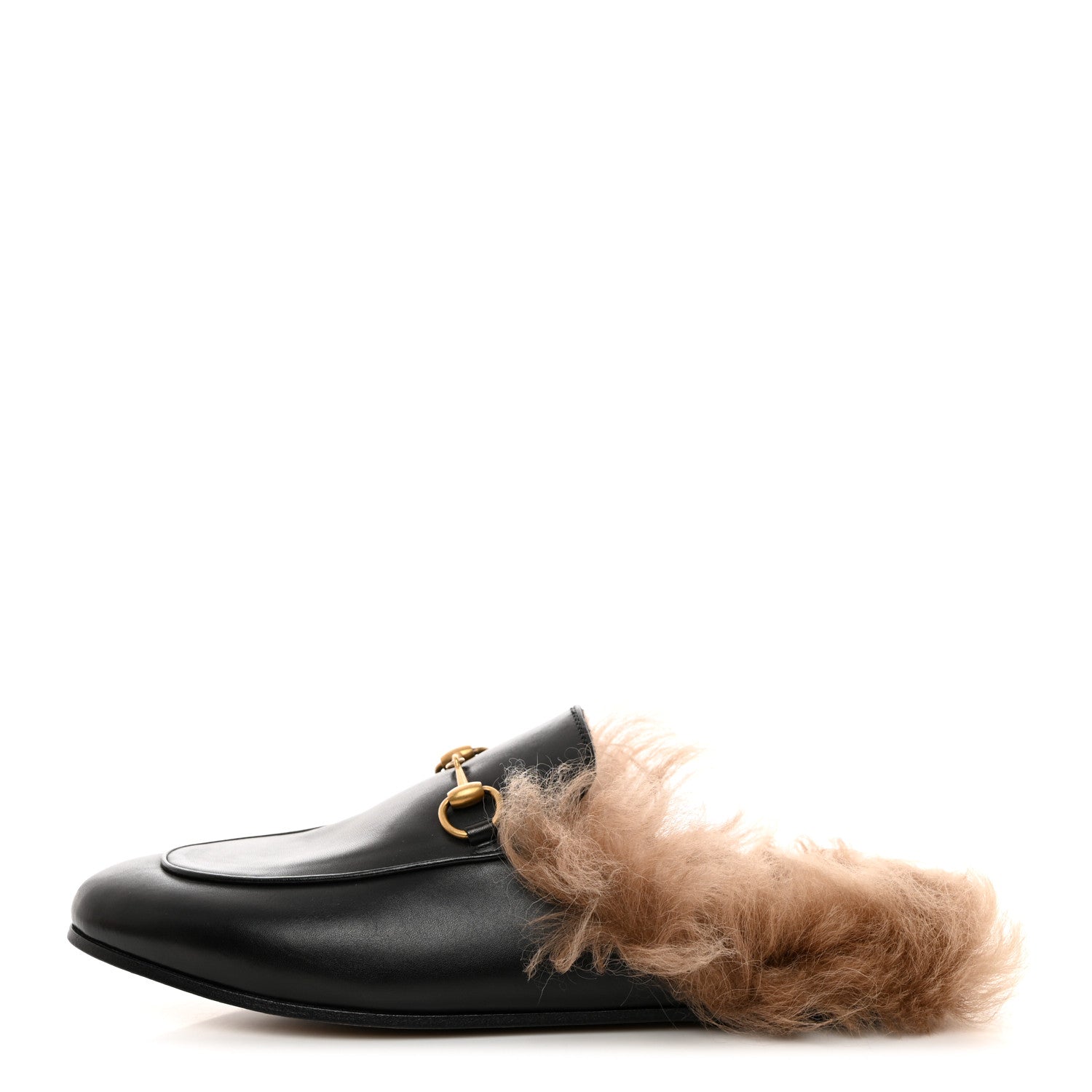 Gucci Calfskin Fur Womens Princetown Slippers 38 Black 1 of 8