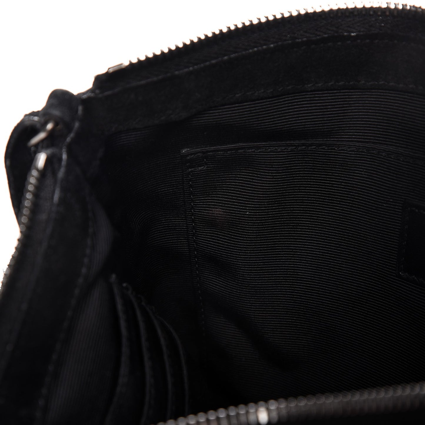 Suede Calfskin Small Fringe Crossbody Bag Black