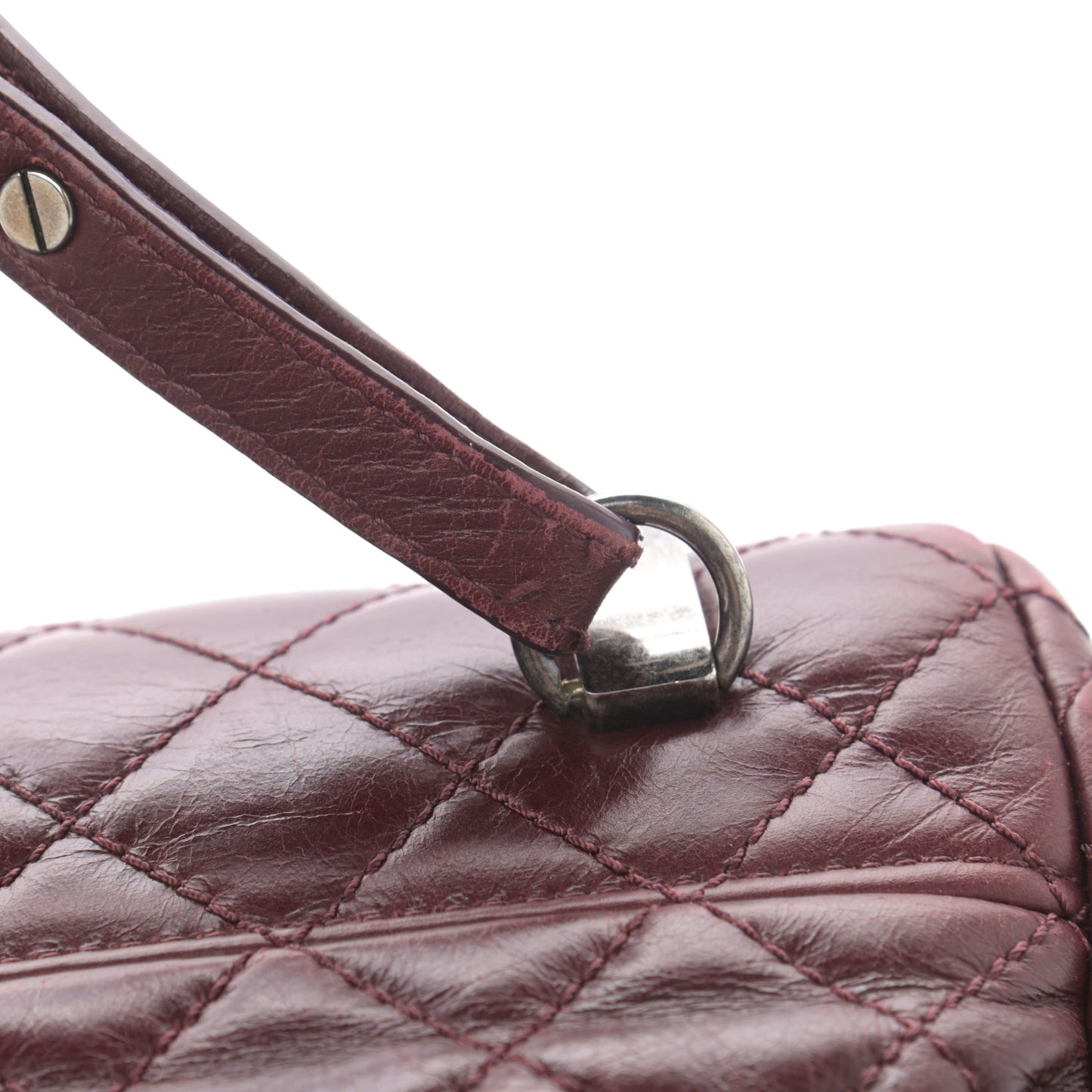 Glazed Calfskin Quilted Small Salzburg Backpack Burgundy