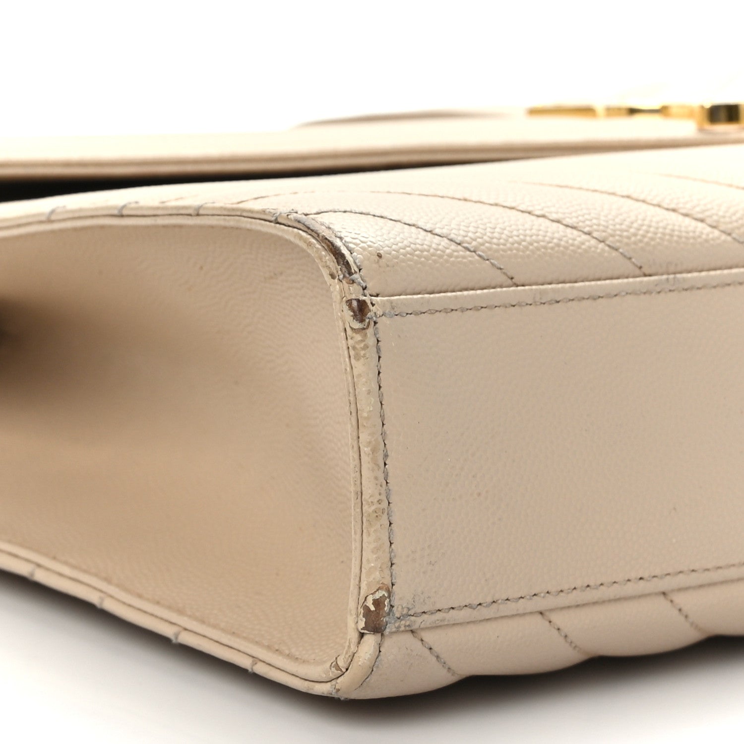 Saint Laurent Grain De Poudre Matelasse Chevron Large Monogram Satchel Dark Beige 7 of 11