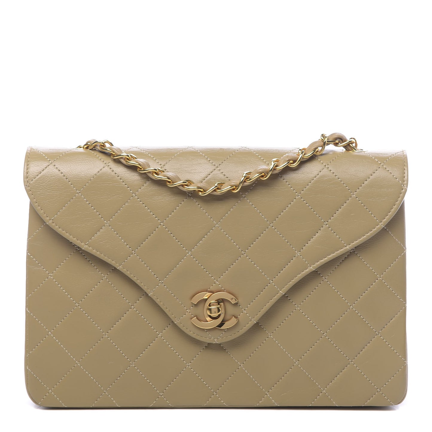 Lambskin Quilted Medium Single Flap Beige