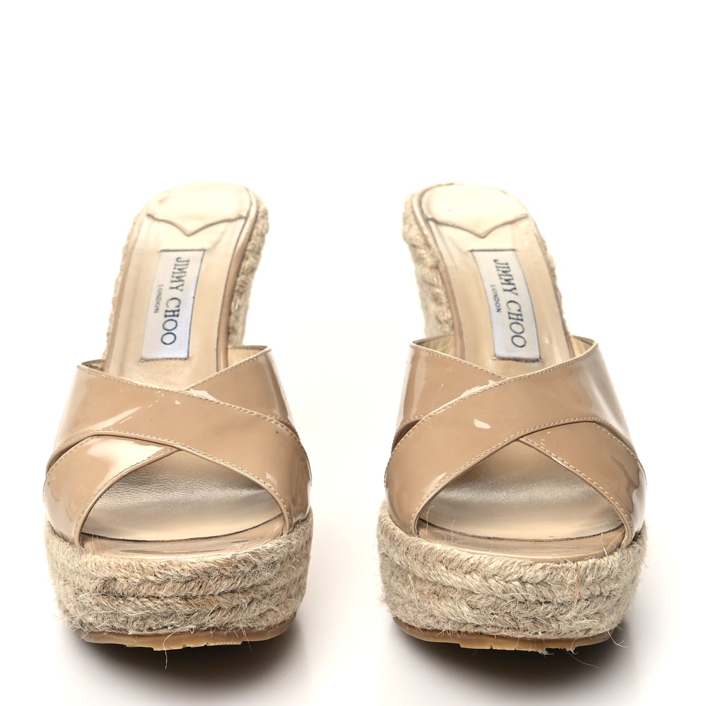 Patent Wedge Sandals 40 Nude