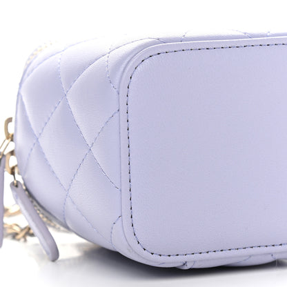 Chanel Lambskin Quilted Top Handle Mini Vanity Case With Chain Light Purple 8 of 9