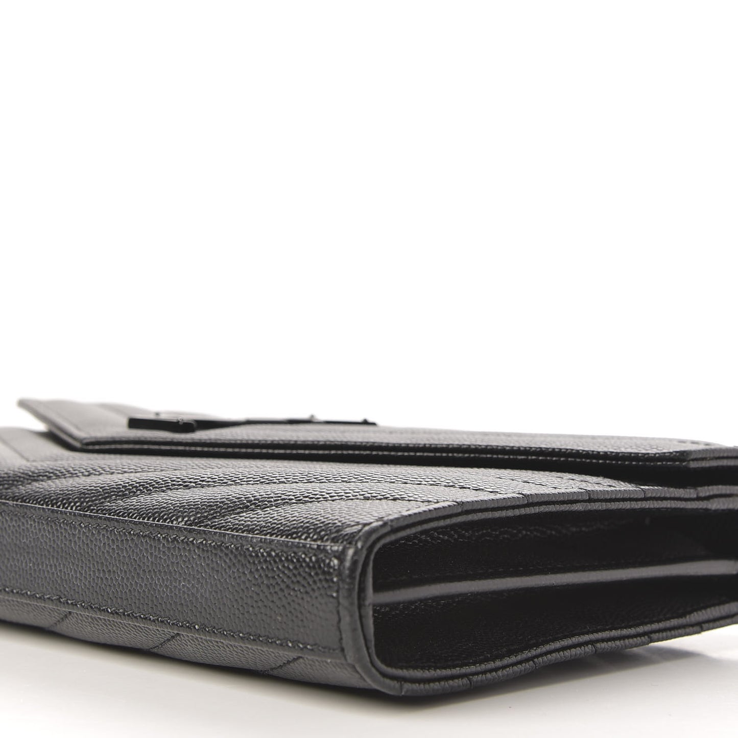Grain De Poudre Matelasse Chevron Monogram Chain Wallet Black