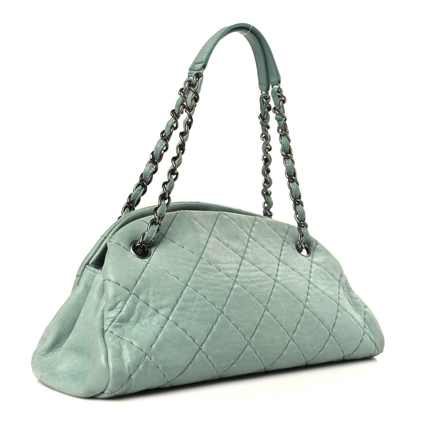 Iridescent Calfskin Medium Just Mademoiselle Bowler Green
