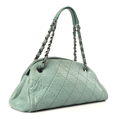 Chanel Iridescent Calfskin Medium Just Mademoiselle Bowler Green 3 of 9