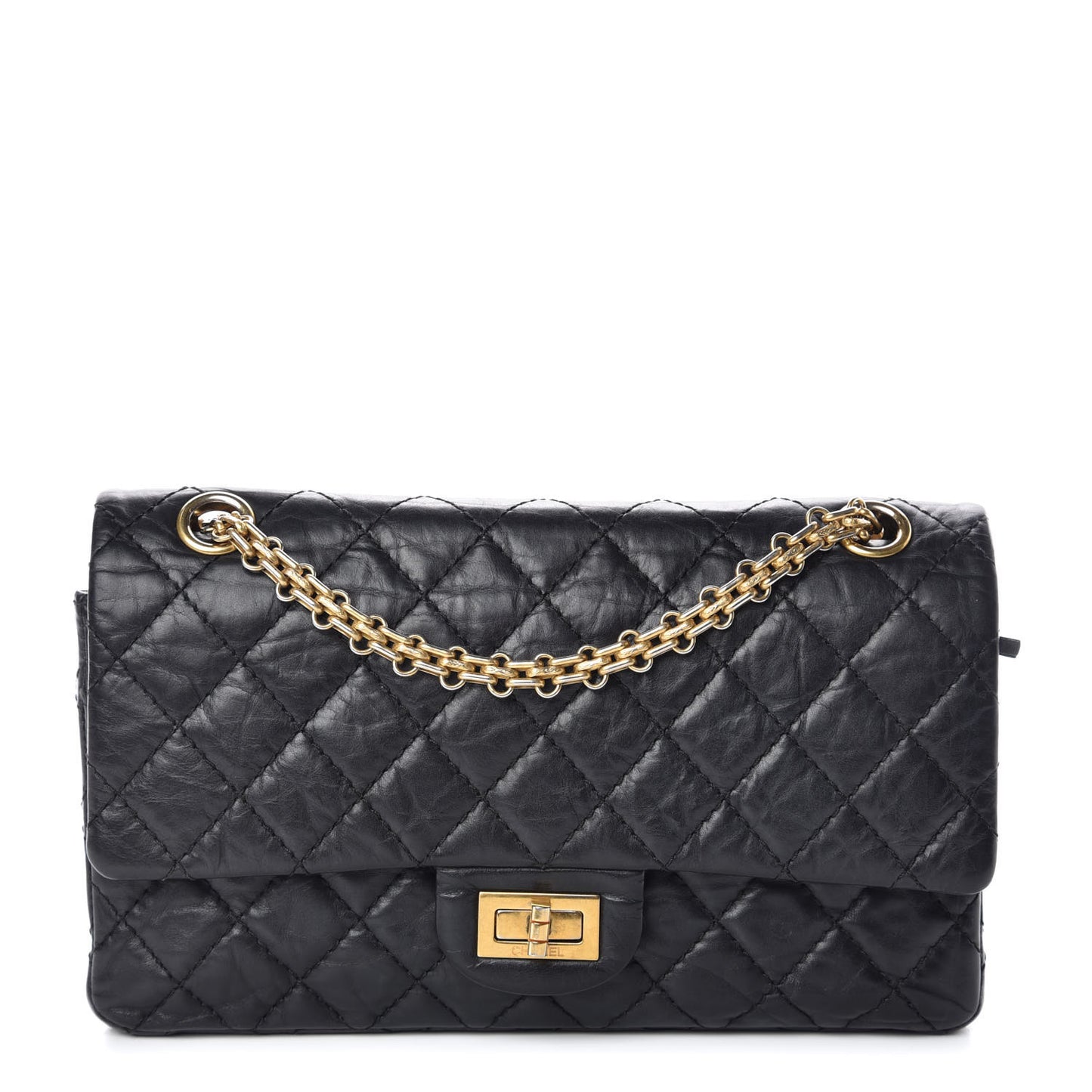 Aged Calfskin Quilted 2.55 Reissue 225 Flap Black