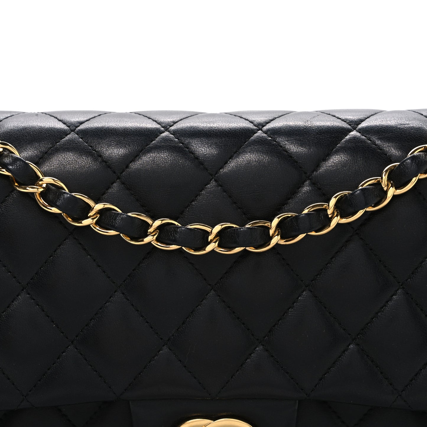 Lambskin Quilted Medium Double Flap Black