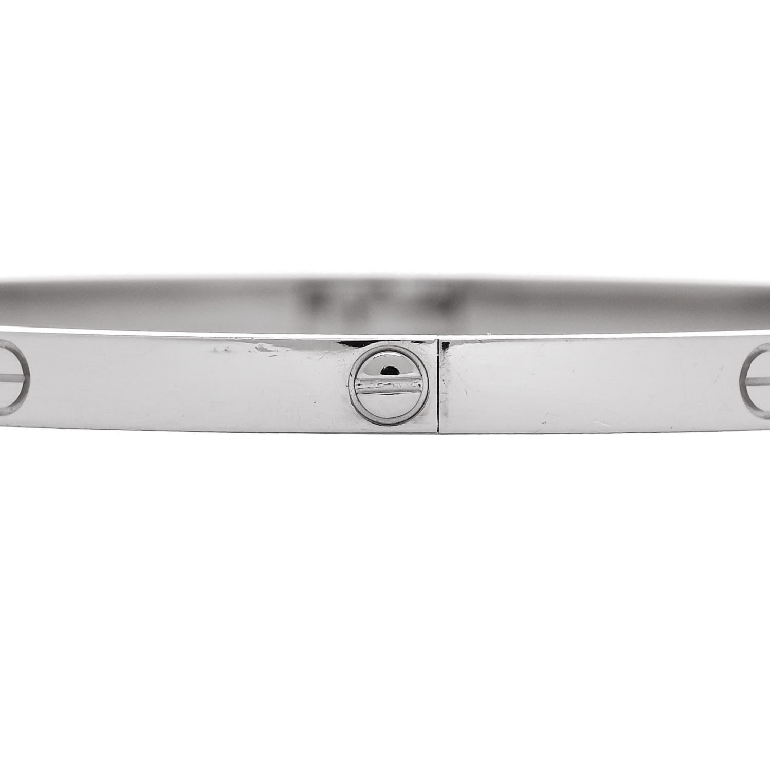 Cartier 18K White Gold Small LOVE Bracelet 18 4 of 8