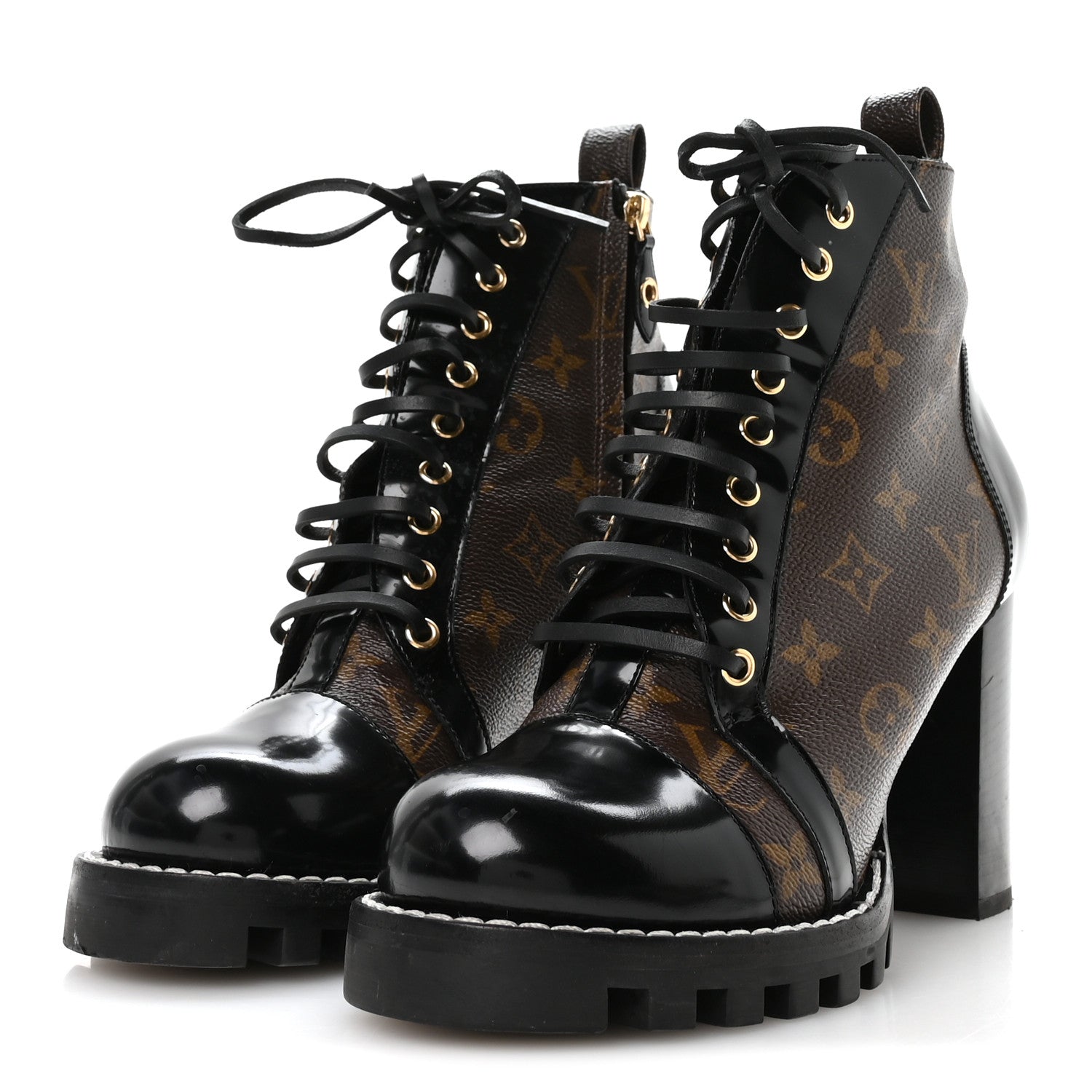 Louis Vuitton Patent Calfskin Monogram Star Trail Ankle Boots 41 Black 4 of 8