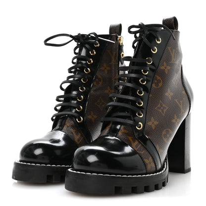 Louis Vuitton Patent Calfskin Monogram Star Trail Ankle Boots 41 Black 4 of 8