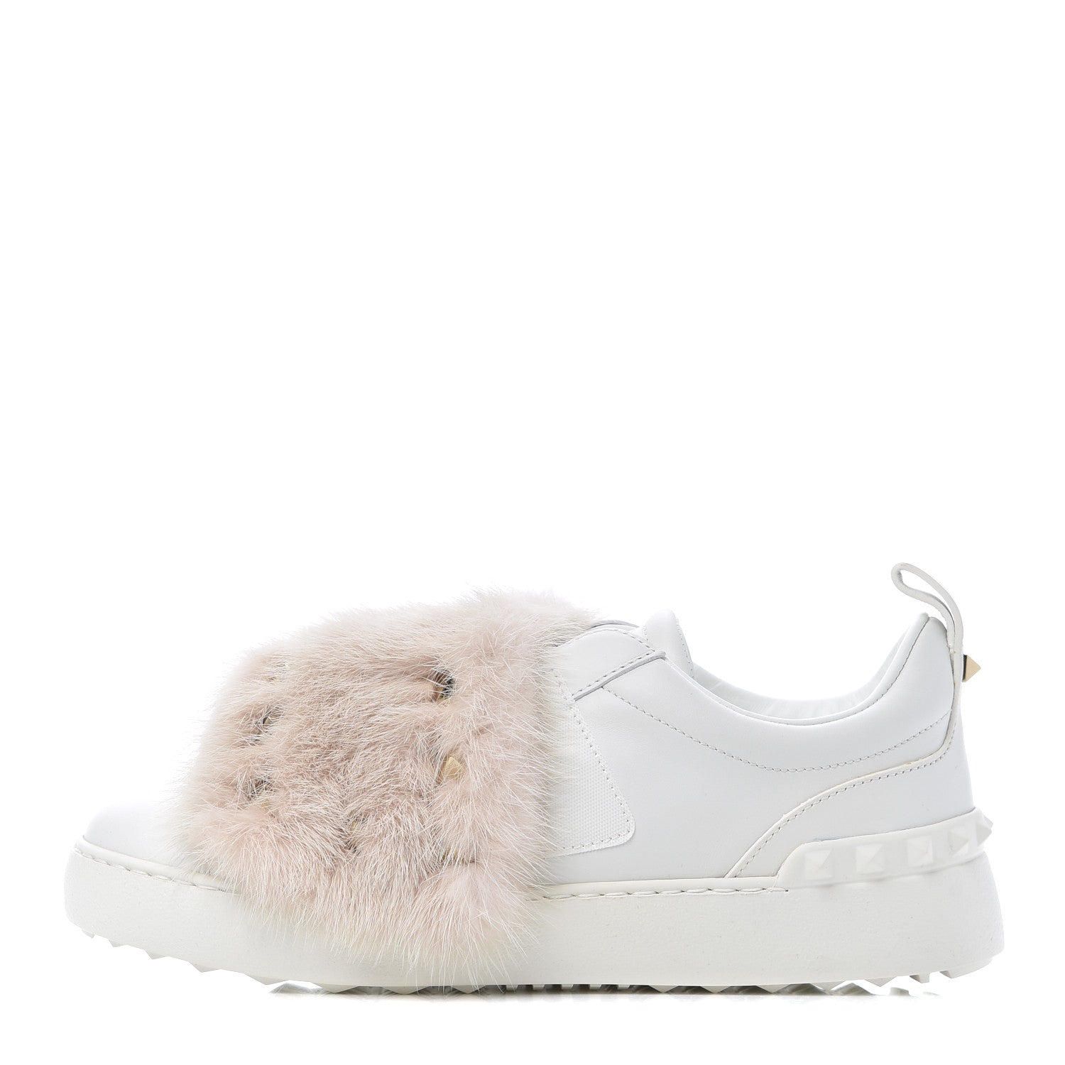 Valentino Garavani Calfskin Mink Fur Sneakers 36 White Rosa 1 of 9