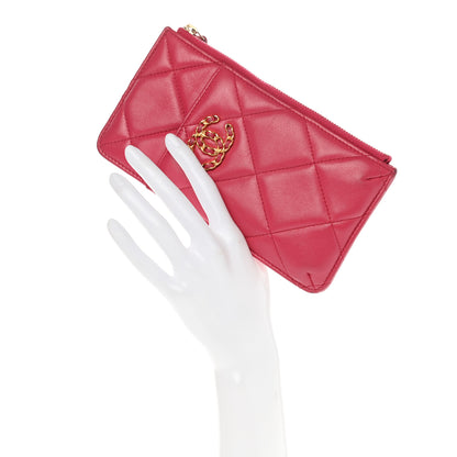 Chanel Shiny Goatskin Quilted Chanel 19 Phone and Card Holder Red 2 of 7