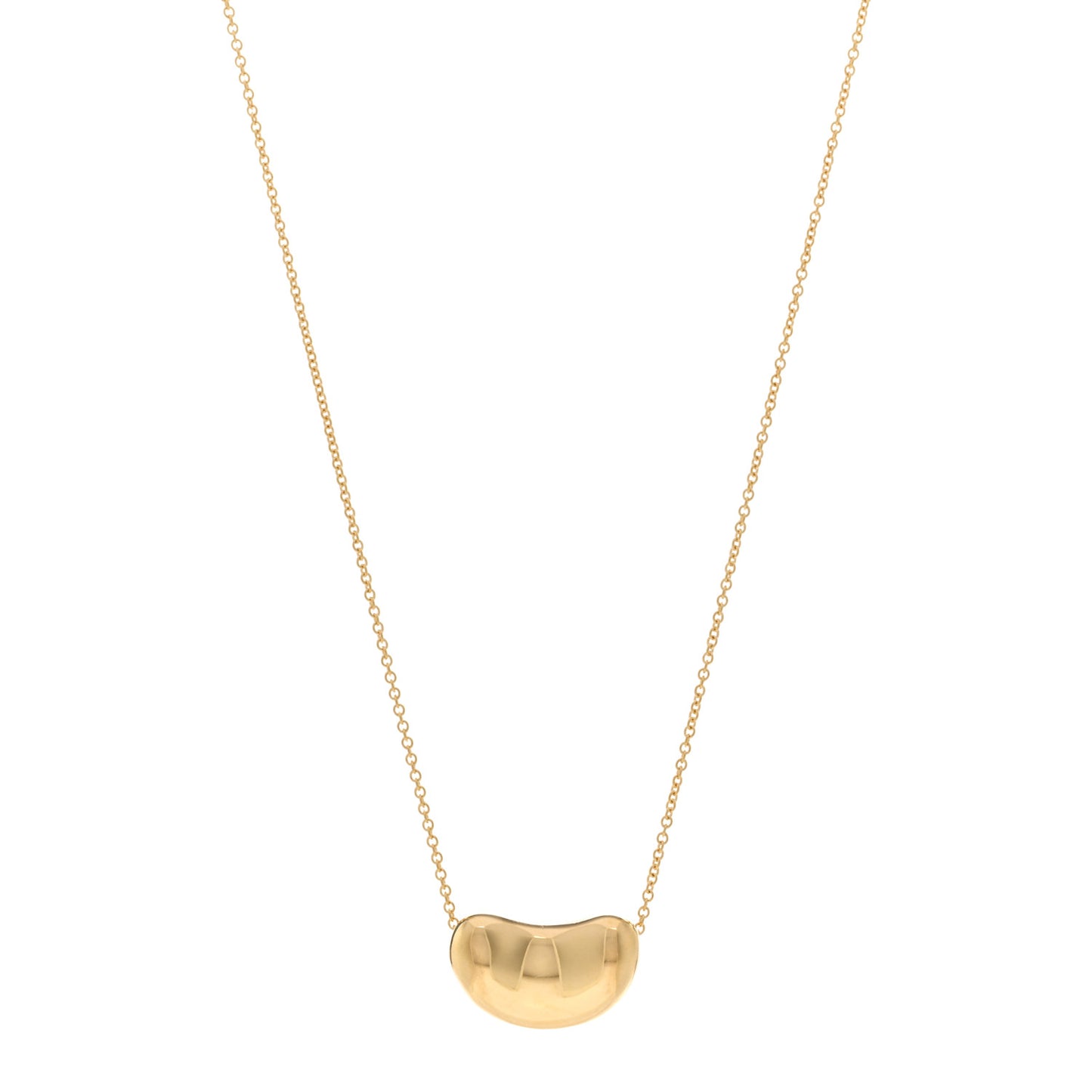18K Yellow Gold 18mm Elsa Peretti Bean Pendant Necklace