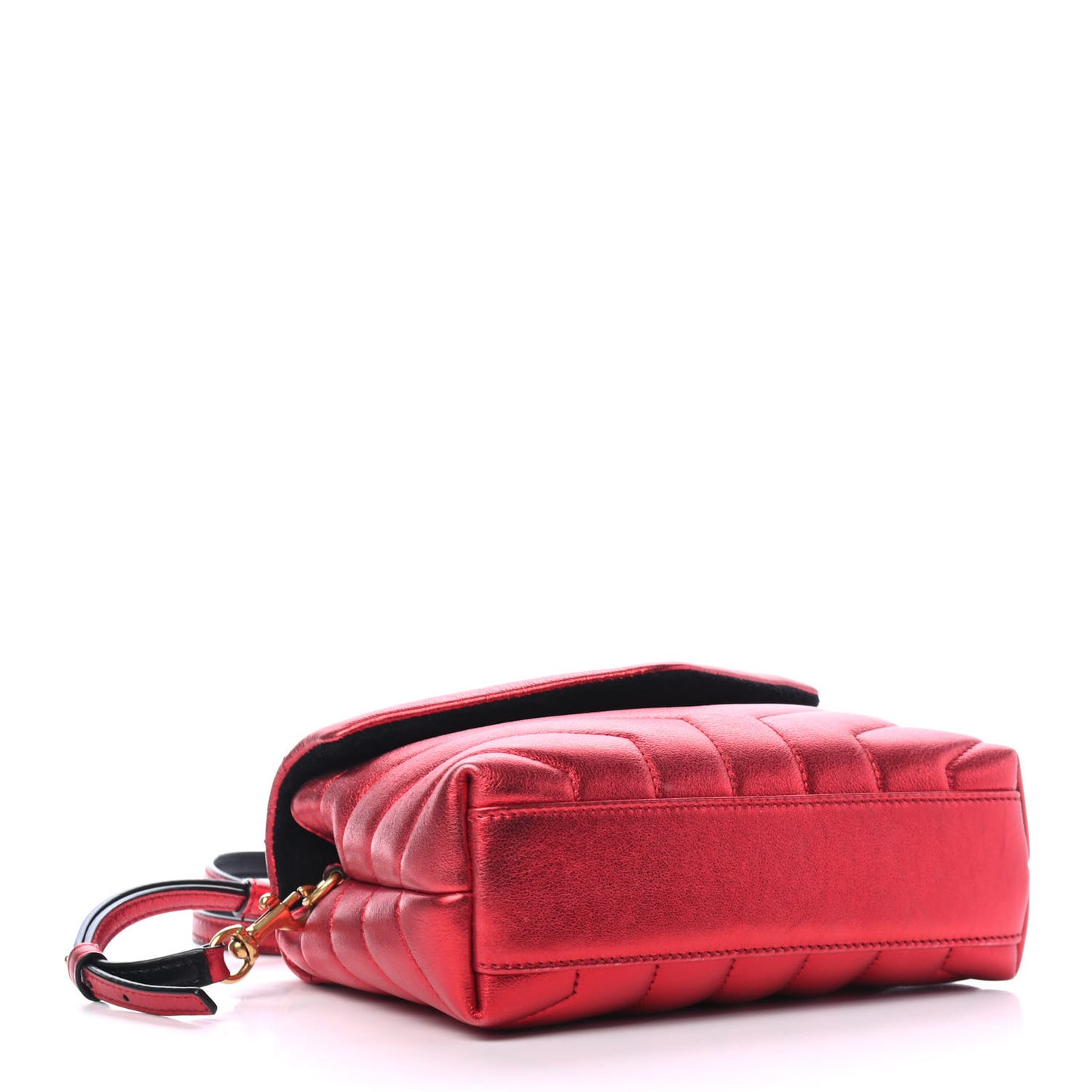 Metallic Calfskin Matelasse Toy Loulou Monogram Chain Satchel Red