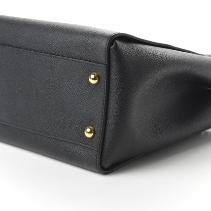 Burberry Soft Grain Calfskin Medium Buckle Tote Black 8 of 10