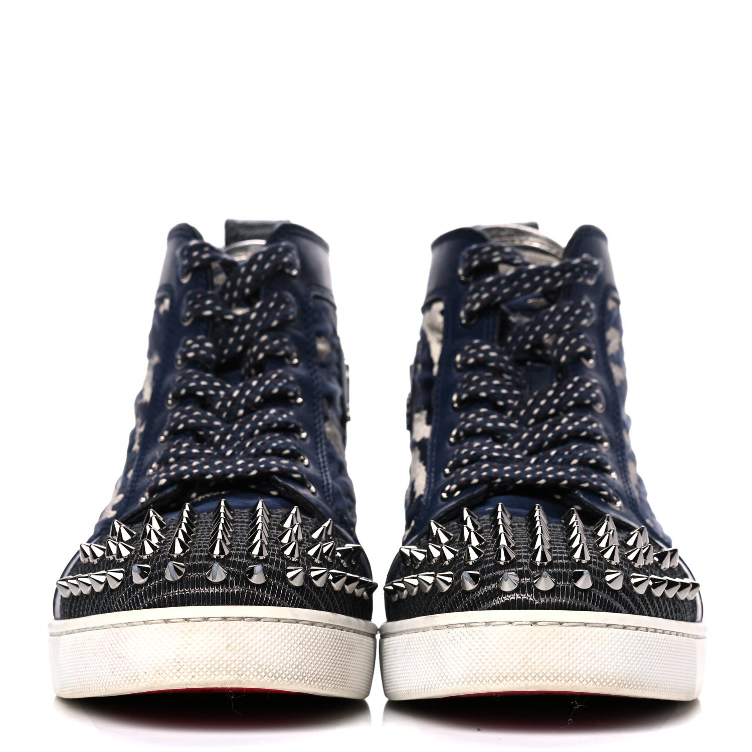 Christian Louboutin Jacquard Camoloubi Orlato Spikes Flat Sneakers 37 Navy 2 of 17